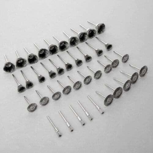 40Pcs 5/15/22/25mm steel Wire Wheel Brushes Abrasive Head Kit for Metal Surface Polishing Buffing Grinding Deburring Rotary Tool