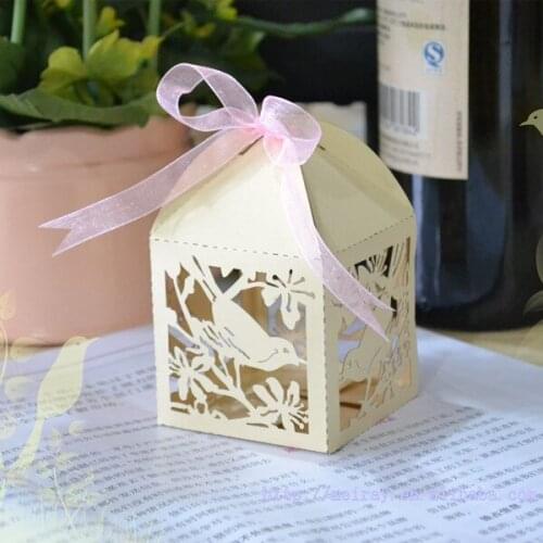 Fantastic box,pink sunbirds candy box for wedding laser,paper party favor box cake candy boxes