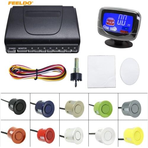 FEELDO 1Set New Style 6 Sensors Rear/Front Car LCD Monitor Display Parking Sensor Reverse Backup Radar Kit #AM2820