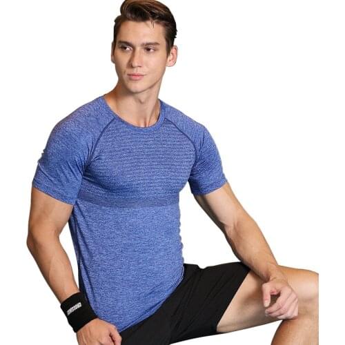2021Summer Mens T-shirt Running Sports Large Size Fitness Training T-shirt Quick-drying Breathable Fitness Clothes Mens Tops