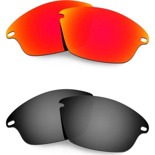 HKUCO For Fast Jacket Sunglasses Polarized Replacement Lenses 2 Pairs Red & Black
