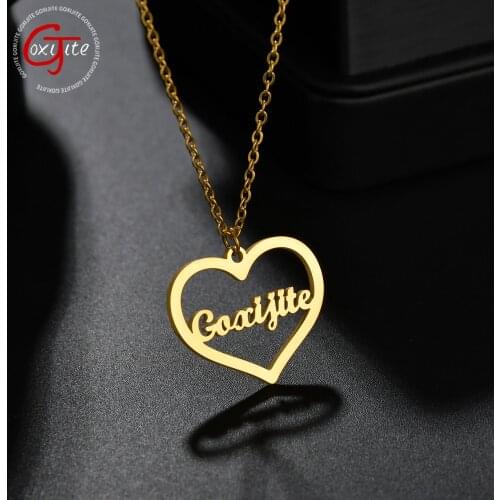 Goxijite Personalized Name Heart necklace For Women Girl Custom Name Love Pendant Charm Necklace Jewellry Gift