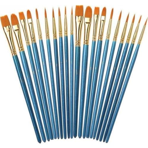 20PCS Pearlescent Blue Oil Brush 1 Set of Art Painting Water Chalk DIY Special Brush for Childrens Drawing
