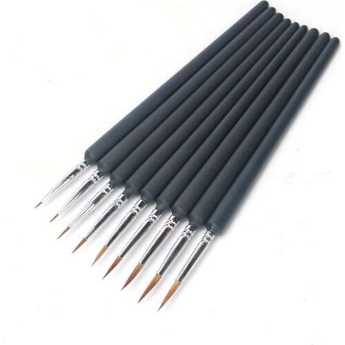 Painting Brushes Detail Set Hook Line Pen Round Point Watercolor Drawing Pen Brush For Paint By Numbers High Quality wolf hair