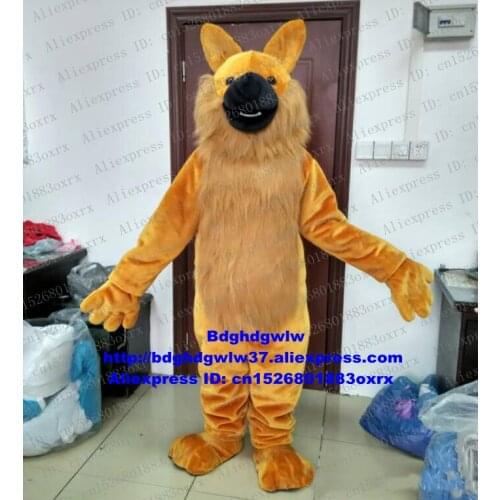 Brown German Shepherd Dog Alsatian Wolfhound Wolomute Hybrid Mascot Costume Adult Grand Bodog Casino Ceremonial Event zx1221