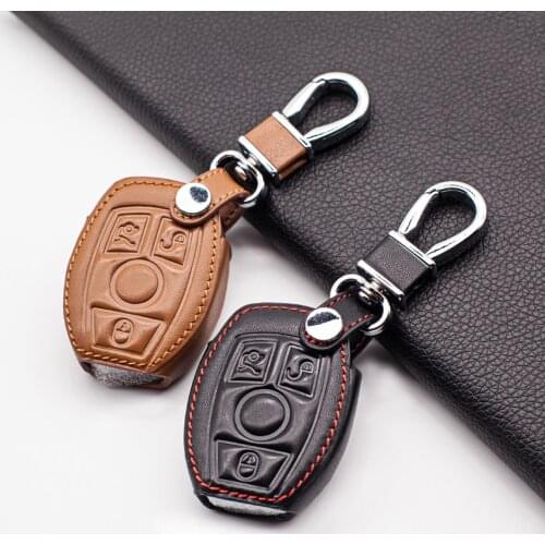 Carrying Leather Car Key chain Fob Case Cover Wallet for Mercedes-Benz W203 W210 W211 AMG W204 C E S CLS CLK CLA SLK Key Holder