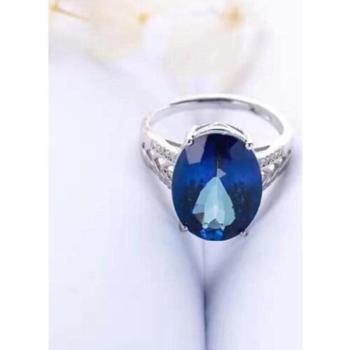 Fashion Gemstone Jewelry 925 Silver Tanzan Blue Topaz Ring Adjustable