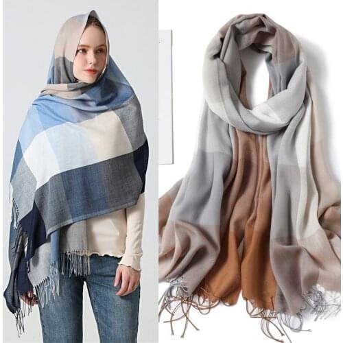 Fashion British Style Women Scarf Shawl Autumn Winter Warm Soft Tassel Headscarves Wrap Bandana Female Luxury Pashmina Foulard