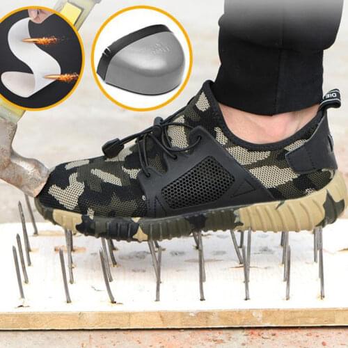 Men Anti-mite Labor Insurance Shoes Breathable Site Safety Protective Shoes Camouflage Casual Sports Shoes Outdoor Safety Boots