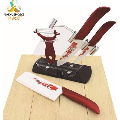 High Quality Zirconia Kitchen Knife Set Ceramic Knife and Accessories Set 4" 6"6.5'' + Peeler+Covers+Acrylic Holder