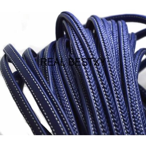 REAL BESTXY 1m/lot 8*5mm blue leather cords for bracelets making DIY jewelry leather strands banlge making material diy