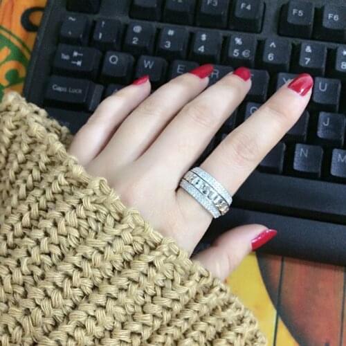 New summer Inlaid Crystal from Swarovskis ring For Women Fashion 925 Jewelry Rings Rotating ring female Fit Party and Wedding