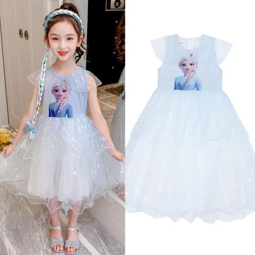 New Children Summer Dresses Girls Cartoon Style Dress Little Kids Yarn Skirt Princess Lovely Party Casual Dress 3-10Years
