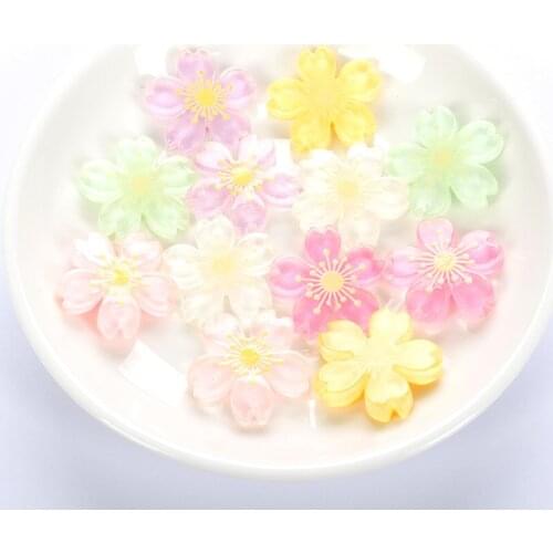 10Pcs Cute Glitter Cherry Blossom Resin Patch Kawaii Accessories Scrapbooking Cabochon Flatback Decoration Craft Embellishment