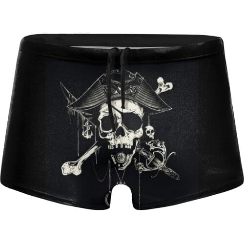 Europe Size Older Broken Jolly Roger Skull Cross Bones Pirates Swimming Pants Speed Dry Man Swimming Trunks Swimsuit Stretch