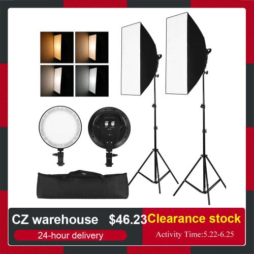 Professinal Studio Photography Softbox LED Light Kit Including 50*70cm Softboxes 40W 3200K-6400K Dimmable LED Lights Light Stand