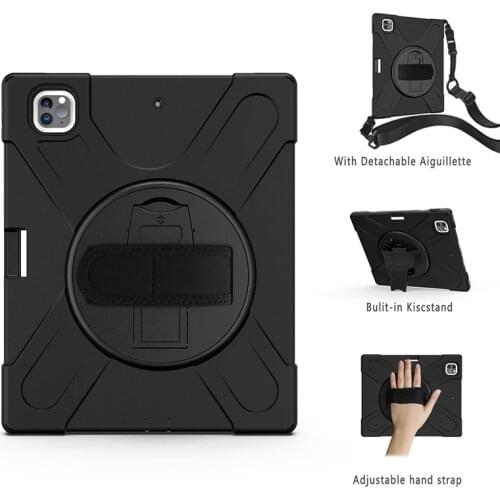 360 Rotation Shockproof Kids Case for iPad Pro 12.9 2021 2020 2018 Silicone Cover with Shoulder Strap +Pen