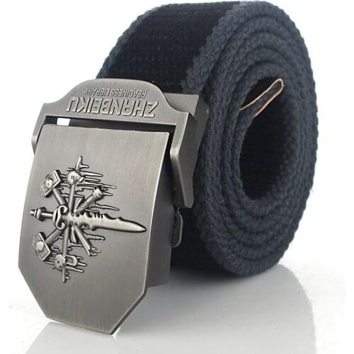 Hot male tactical canvas belts High quality 4 mm thick 3.8 cm wide belt For men Personality automatic buckle jeans belt Man