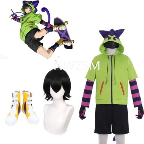 SK8 the Infinity Anime Miya Chinen Cosplay Hooded Zipper Costume Short Wig Hoodie Jacket Tail Gloves Party Outfits SK Eight Suit