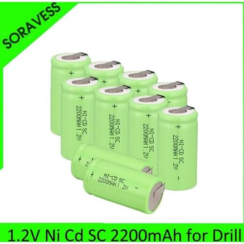 SORAVESS 2-10pcs SC 2200mah 1.2v battery NI CD rechargeable batteries for makita bosch Hitachi metabo dewalt for power tools