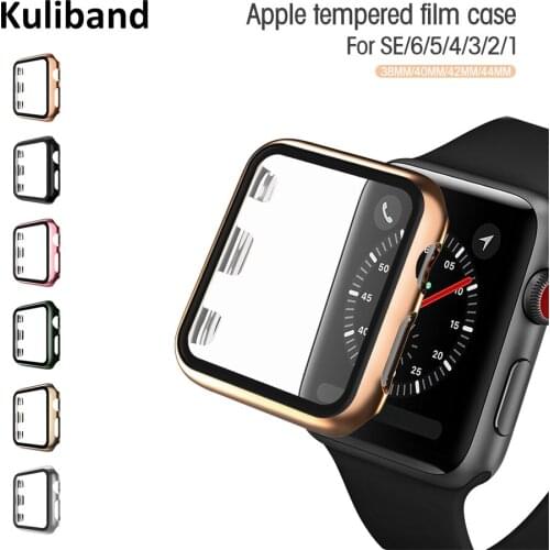 Glass+Case for Apple Watch SE 6 5 4 38MM 40MM PC Protective Watch Case Bumper Screen Protector Cover for iWatch 6 SE 42MM 44M