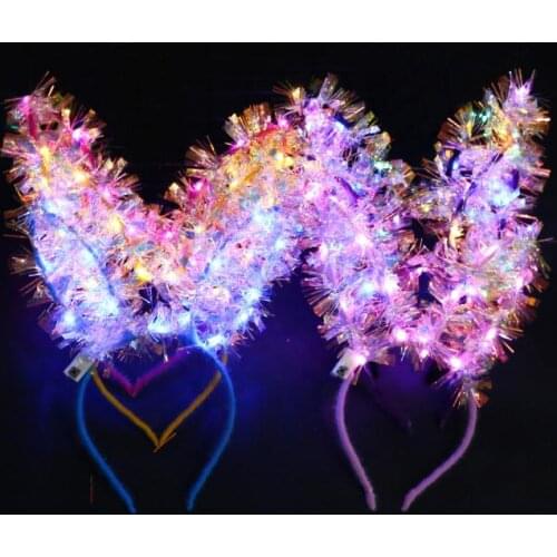 LED Bunny Ear Headband Light Up tassel Hairband kids Adult Wedding Halloween Christmas Birthday Party Glow Decoration favor SN