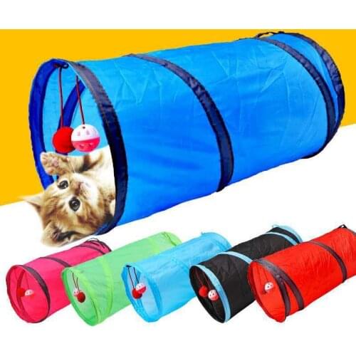 Cat Tunnel Toy Funny Pet 2 Holes Play Tubes Balls Collapsible Crinkle Kitten Toys Puppy Ferrets Rabbit Play Dog Tunnel Tubes
