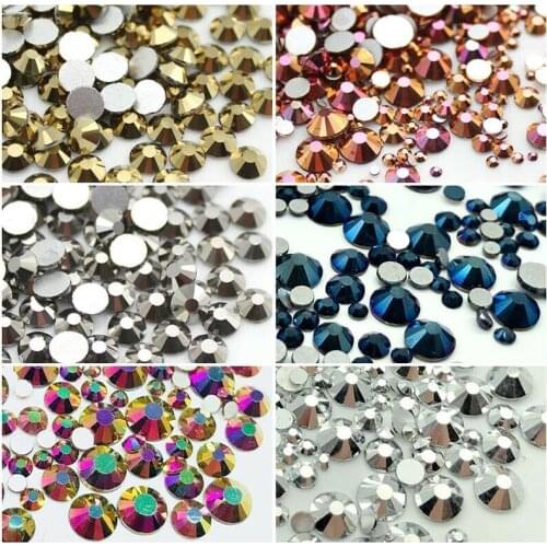 TOP Glitter SS3-SS34 Metallic Color Cz Crystals Glass Non Hotfix Flatback Nail Arts Rhinestones Clothing Dress Decorations Diy