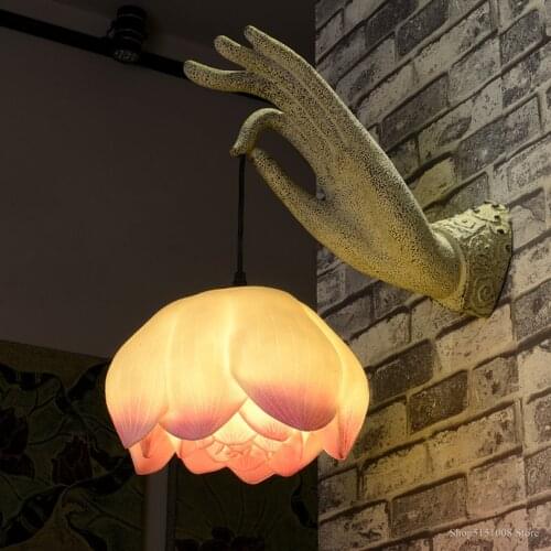 Vintage Chinese LED Wall Lamp Restaurant Corridor Aisle Bedroom Wall Lights Lotus Flower Buddhism Classical Bracket Light E27