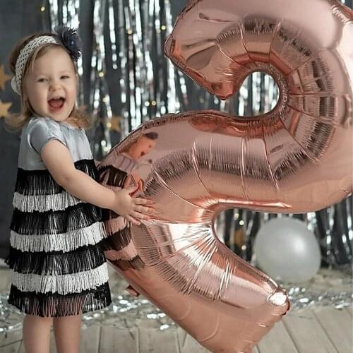 1pcs 40inch Rose Gold Black Silver Digital 0-9 Slim Number Foil Balloon Baby 1th Happy Birthday Wedding Decoration Helium Globos