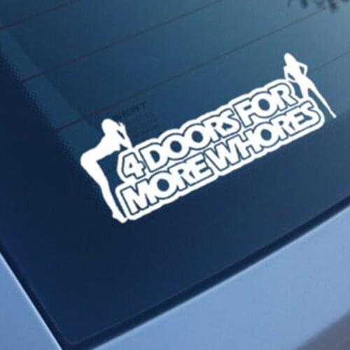 15*10cm 4 FOUR DOORS FOR MORE WHORES FUNNY CAR STICKER DECAL Beauty Temptation Body Car Stickers Decals