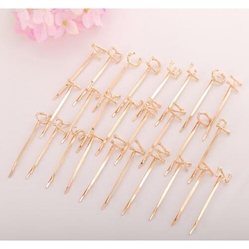 2021 New fashion Simple European American all-match golden letter folder clip Barrettes DIY hair accessories Headwear jewelry