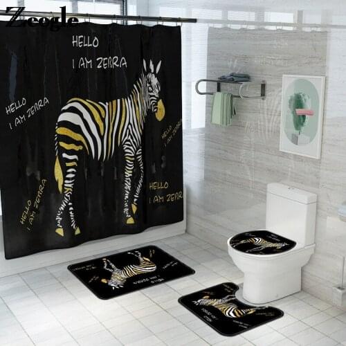 Printing Horse Shower Curtain Bathroom Carpet Set Shower Room Toilet Rug Microfiber Toilet Rug Absorbent Shower Room Bath Mat