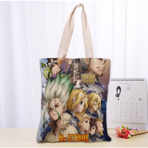 Anime Dr. Stone Tote Bag Women Canvas Fabric Bags Eco Reusable Shopping Bags Traveling Beach Casual Useful Shoulder Bag