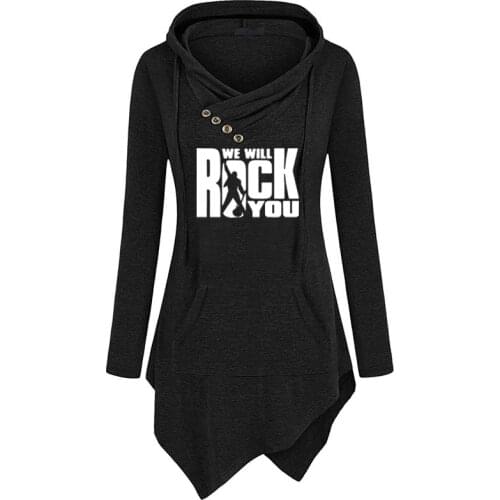 We Will ROCK You Women Hoodie Queen Rock Band Cotton Long Sleeve Sweatshirt Hoodies Funny Irregular Clothing