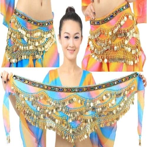 New Arrival 2016 Belly Dance Hip Scarf for woman Sexy India Egypt Performance Dancing Hip Scarf Belt with Rhinestones on