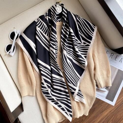 High quality summer lady Beach silk scarf New style headscarf Women fashion zebra pattern large square scarf Luxury Travel Shawl