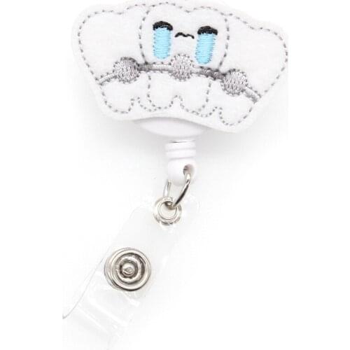 10 pieces/lot free shipping cartoon tooth socket retractable nurse ID badge card reel