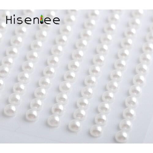 3MM White Pearl 750pcs/set Acrylic Decal Self Adhesive Rhinestone Sticker For DIY Mobile Phone Decoration Decal Accessories