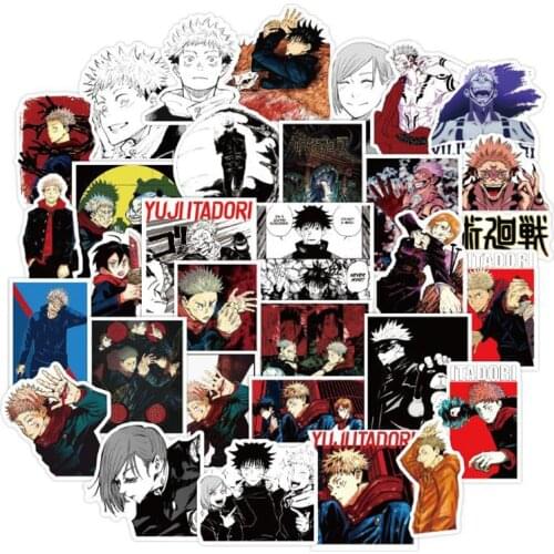50 Pcs/pack Cute Anime Jujutsu Kaisen Sticker Sorcery Fight Itadori Yuuji Decals Stickers for Skateboard Laptop Suitcase Toys