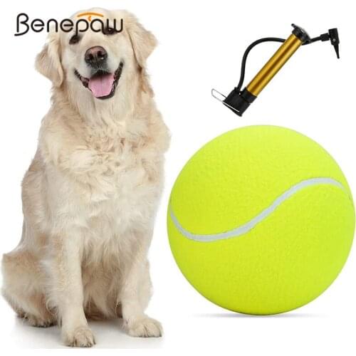 Benepaw Inflatable Big Tennies Ball Dog Durable Nontoxic Pet Toys For Small Medium Large Dogs Outdoor Puppy Play Diameter 24cm