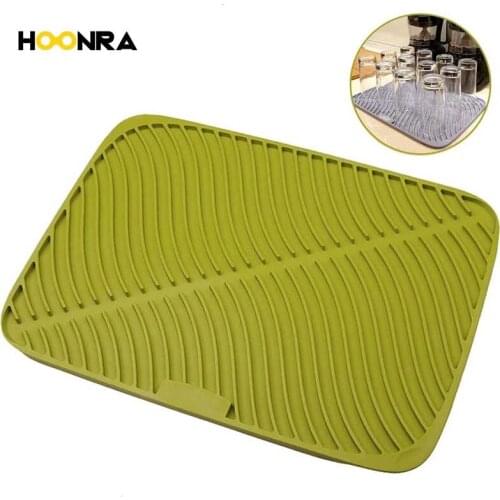 HOONRA Large Silicone Drying Mat Dish Drying Placemat Non-slip Table Placemat Silicone Counter Mat Glass Coaster Kitchen Tools