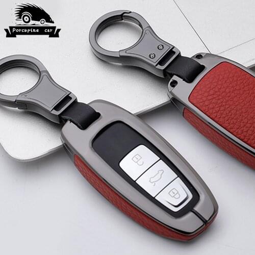 Zinc alloy car key fob cover case for audi A6L A7 A8 C8 Q8 D5 2018 2019 Protector Shell key ring Car styling Accessories