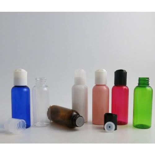 50 x 50ml Travel Portable PET Plastic Perfume Bottles 50cc Round Shoulder Plastic Vials 5/3oz Cute Pump Cap Cosmetic Containers