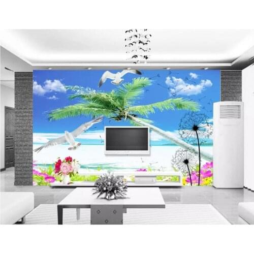 Custom photo wallpaper for walls 3 d murals wallpaper Sky seaside landscape tree mural background wall papers home decoration