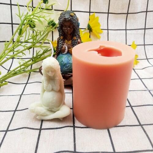 Greek Goddness Gaea Mother Earth Resin Silicone Candle Mold Curved Long Hair Lady Sexy Woman 3D Mould