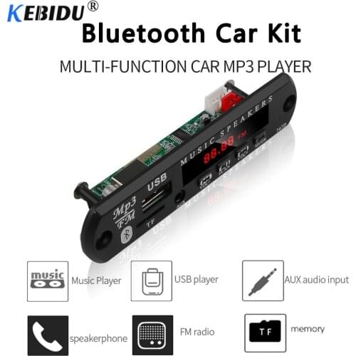 KEBIDU Car Bluetooth Mp3 Player Handsfree FM Radio Decoder Board Wireless TF USB Record Recording WMA/WAV for Speaker Car Kit
