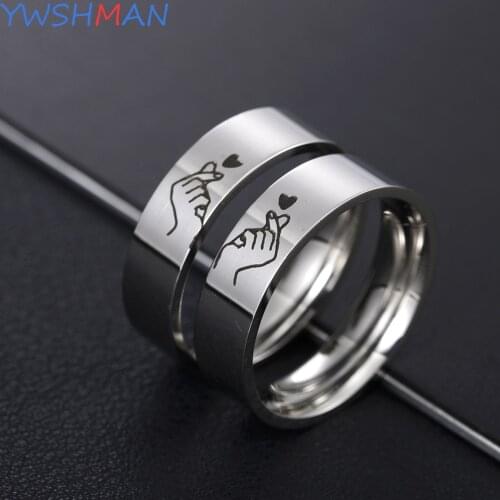 2020 Fashion Lettering Stainless Steel Ring Silver Color Romatic Design Heart Wedding Couple Valentines Day Anniversary Gift