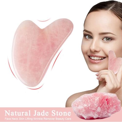 NEW Jade Gua Sha Massager For Face Pink Guasha Natural Stone Rose Quartz Gouache Scraper Body Massage Beauty Skin Care Slimming