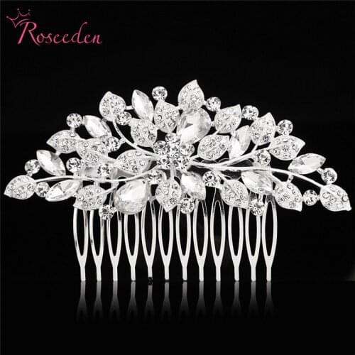 Fashion Full rhinestones wedding Hair Combs small leaves bridal hair comb Hair Clip jewelry accessories RE896
